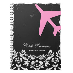 Carnet Bloc - notes de damassé de rose de décollage