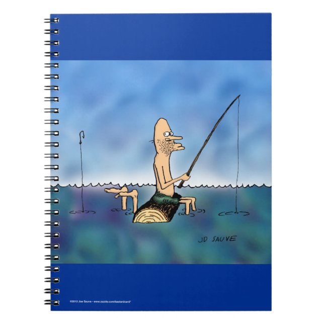 Carnet Bloc-notes de dessin animé drôle de pêche jour étr (Devant)
