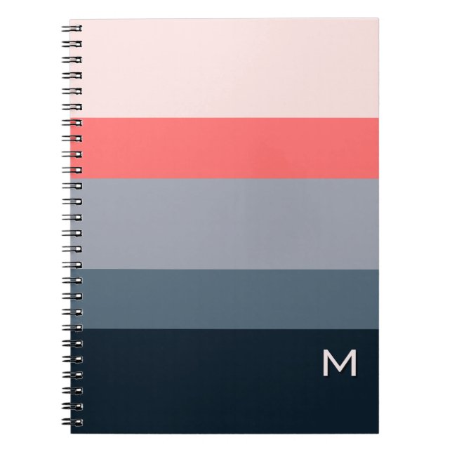 Carnet Bloc-notes élégant avec monogramme gris rose en co (Devant)
