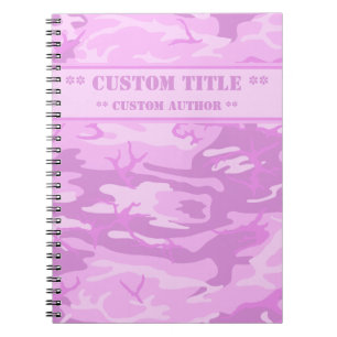 Carnet Bloc-notes en camo rose avec bloc titre/auteur