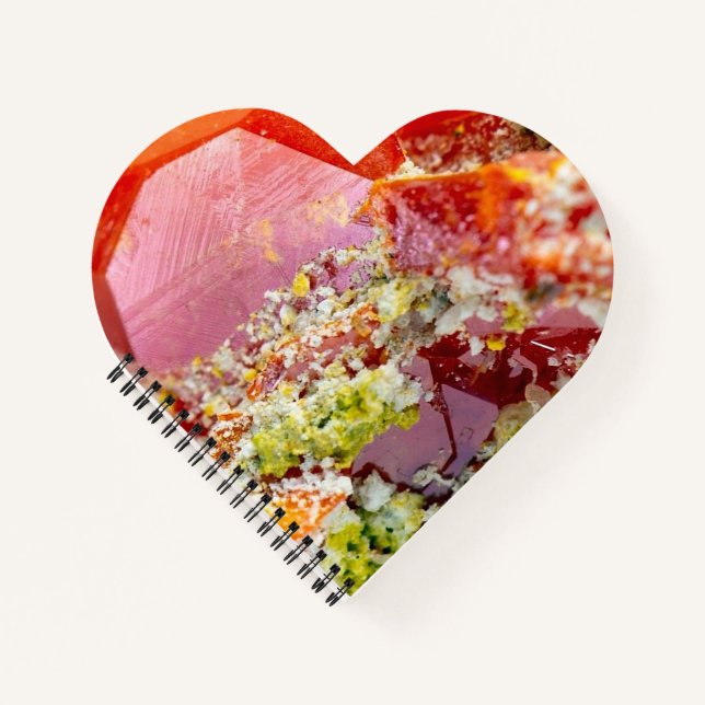 Carnet Bloc-notes en cristal Wulfenite rouge Valentine (Devant)