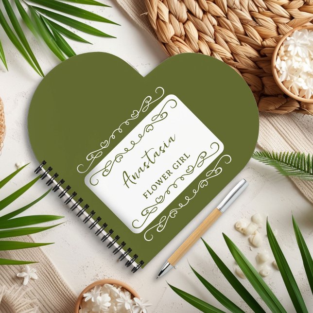 Carnet Bloc-notes Fantaisiste pour Fille Fleuriste de Cou (Flower Girl Notepad with whimsical doodles and love hearts - edit color or personalize for anyone)