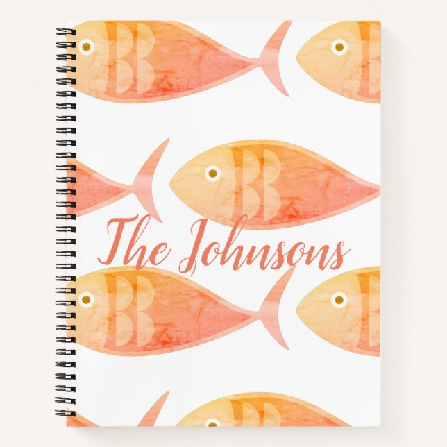 Carnet Bloc-notes Groupe de poissons de saumon (Devant)
