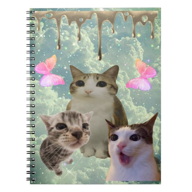 Carnet bloc-notes miaou dégoulinant d'or (Devant)