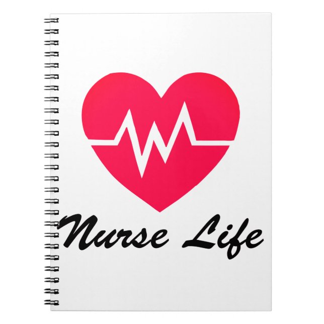 Carnet Bloc-notes Nurse Life Rouge EKG Cœur (Devant)
