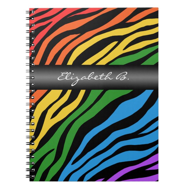 Carnet Bloc-notes personnalisé Zebra Print Rainbow Mix (Devant)
