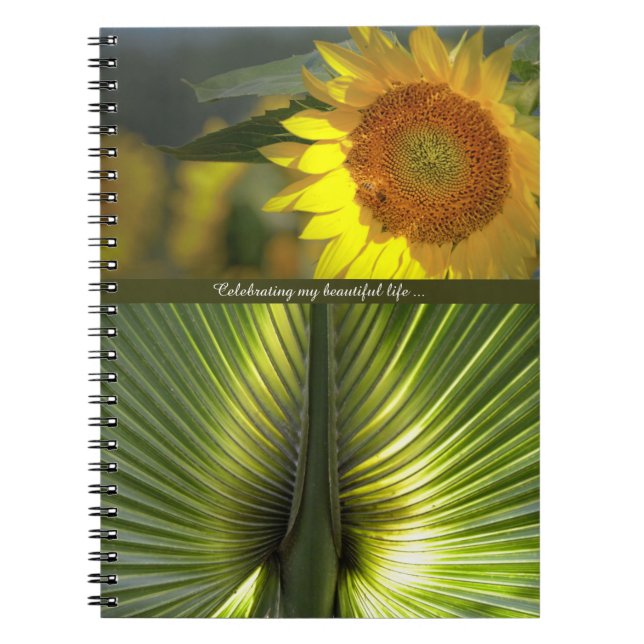 Carnet Bloc-notes Tournesol et Palme personnalisés (Devant)