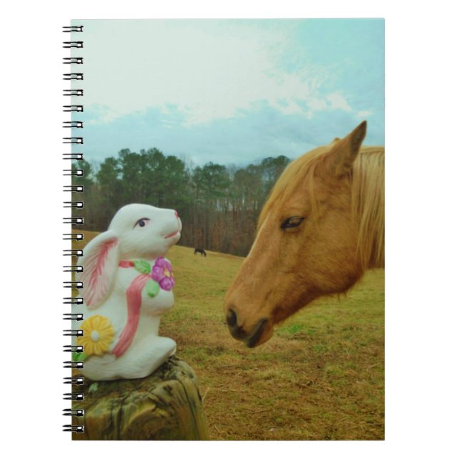Carnet Blond Jaune cheval & Bunny de Pâques (Devant)