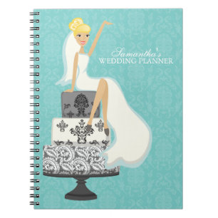 Carnet Blonde Bride sur gâteau Mariage {aqua}