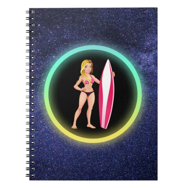 Carnet Blonde Surfer Adolescent Girl Galaxy (Devant)