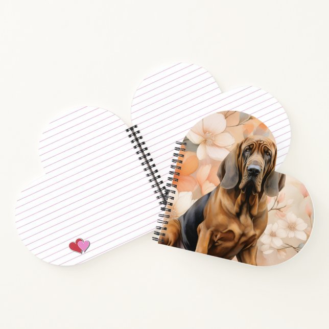 Carnet Bloodhound Dog Lover and Peach Blossoms (Intérieur)