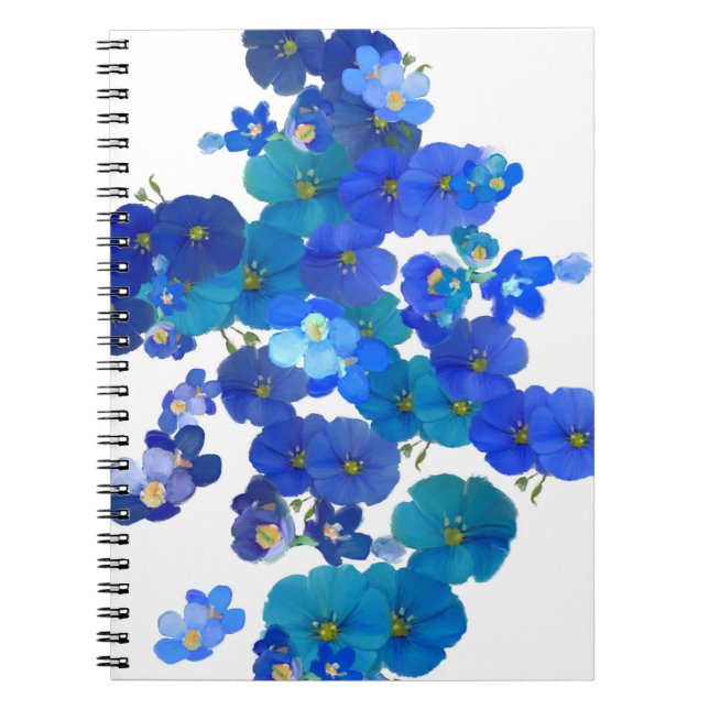 Carnet Blooms bleus sur papier (Devant)