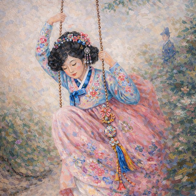 Carnet Blossom Swing – A Dream of Spring in Hanbok Notebo (Créateur téléchargé)