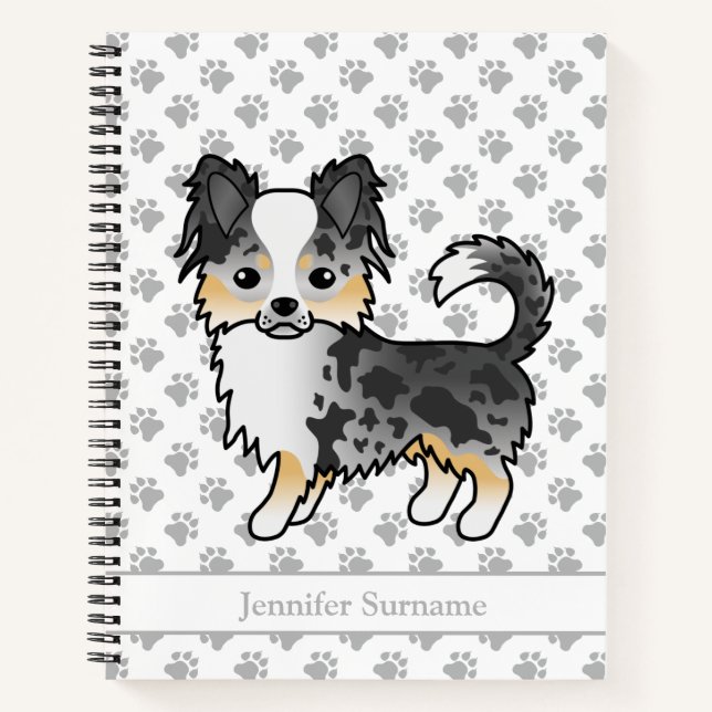 Carnet Blu Merle long manteau Chihuahua Chien et texte pe (Devant)