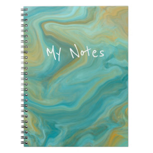 Carnet Blue and Sandy Brown Swirls Marble Art
