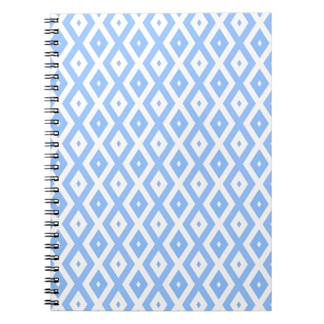 Carnet Blue and white diamond pattern (Devant)