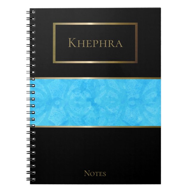Carnet Blue Batik Simple Aquarelle Nom (Devant)