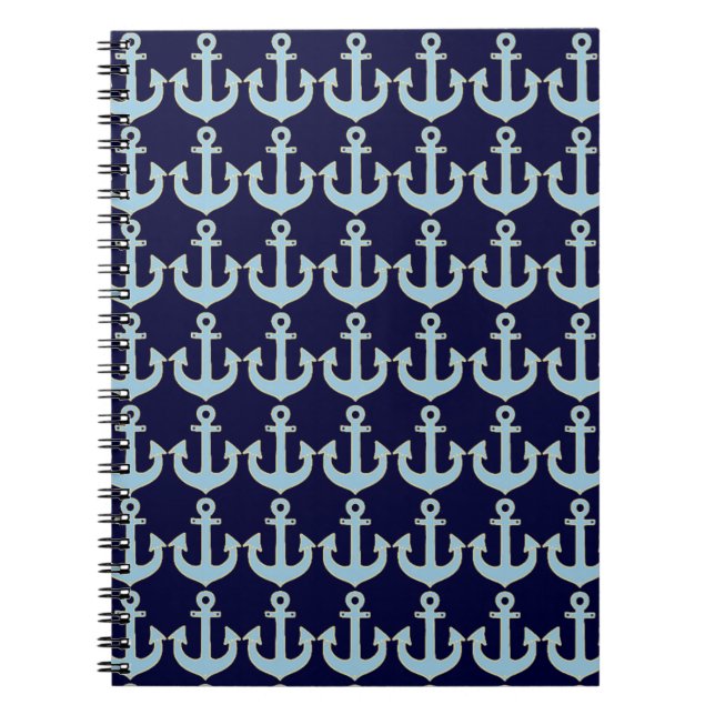 Carnet blue boat nautical anchor pattern (Devant)