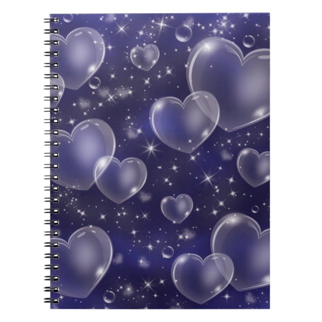 Carnet Blue Bubble Hearts mignon Girly 90's Style Design (Devant)
