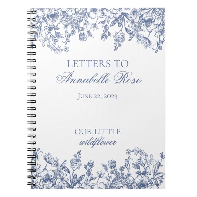 Carnet Blue Chinoiserie Floral Letters to Birthday Girl (Devant)