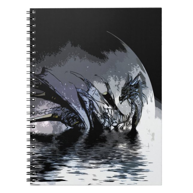Carnet Blue Dragon and Moon Illustration   (Devant)
