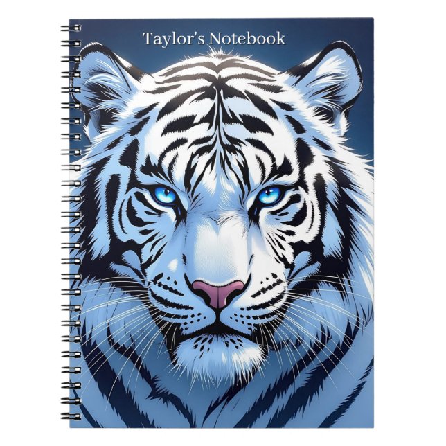 Carnet Blue eyed White Tiger Personalized (Devant)