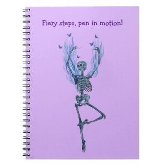 Carnet Blue Fire Flames Ballerina Dancing Skeleton Purple