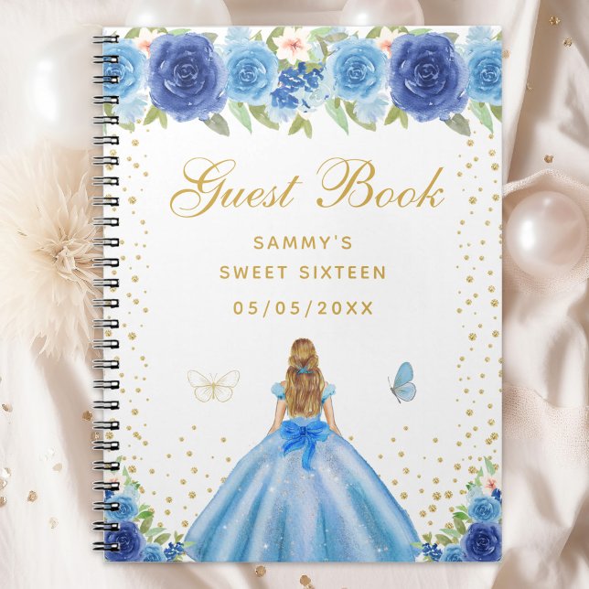 Carnet Blue Floral Blonde cheveux Princess Sweet sixteen (Créateur téléchargé)