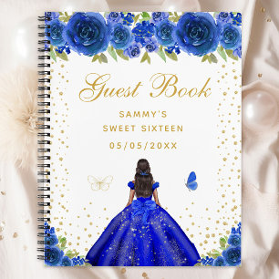 Carnet Blue Floral Peau foncée Princesse Sweet sixteen