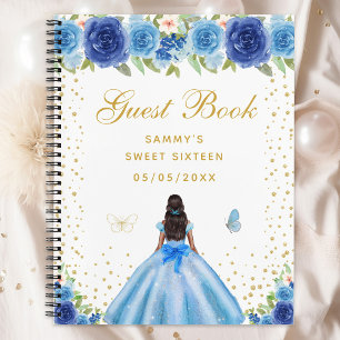 Carnet Blue Floral Peau foncée Princesse Sweet sixteen