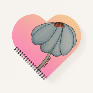 Carnet Blue Flower with pink background heart