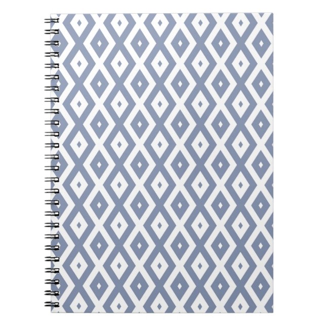 Carnet Blue grey and white diamond pattern (Devant)