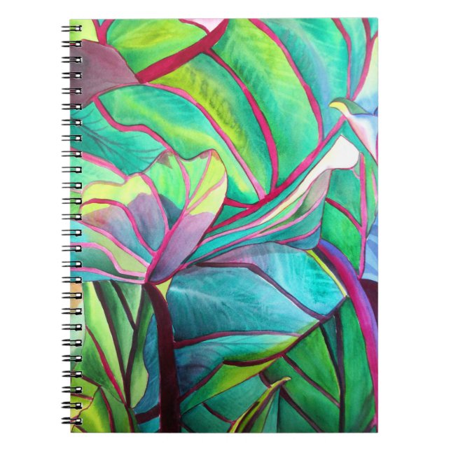 Carnet Blue Hawaii Tropical leaf folios art (Devant)