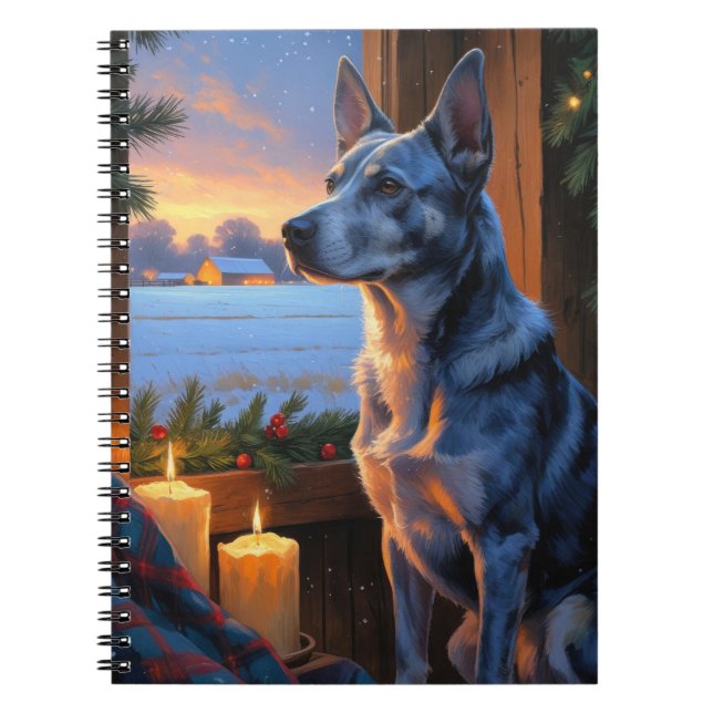 Carnet Blue Heeler avec lumières de Noël Vacances  (Devant)