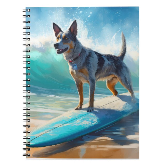 Carnet Blue Heeler Beach Surfing Peinture (Devant)