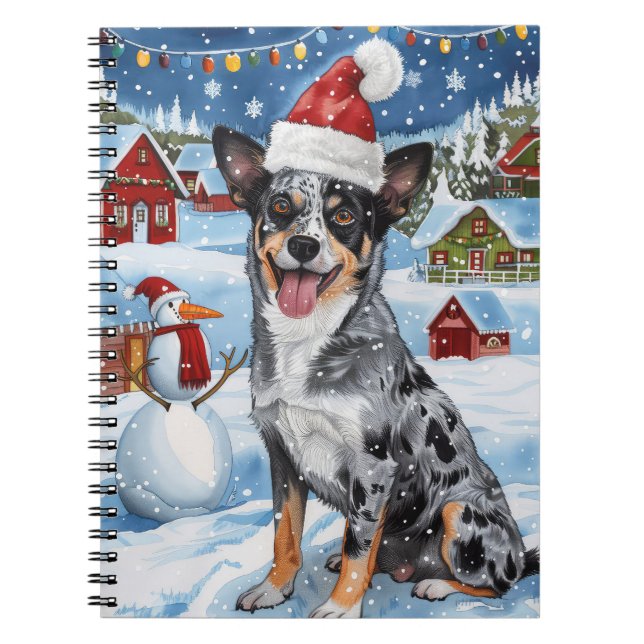 Carnet Blue Heeler Chien Winter Wonderland Noël Joie (Devant)