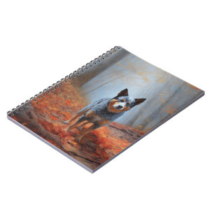 Carnet Blue Heeler dans les feuilles d'automne automne au