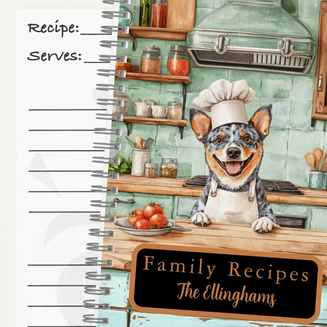 Carnet Blue Heeler Dog Chef Spiral Recipe Book (Créateur téléchargé)