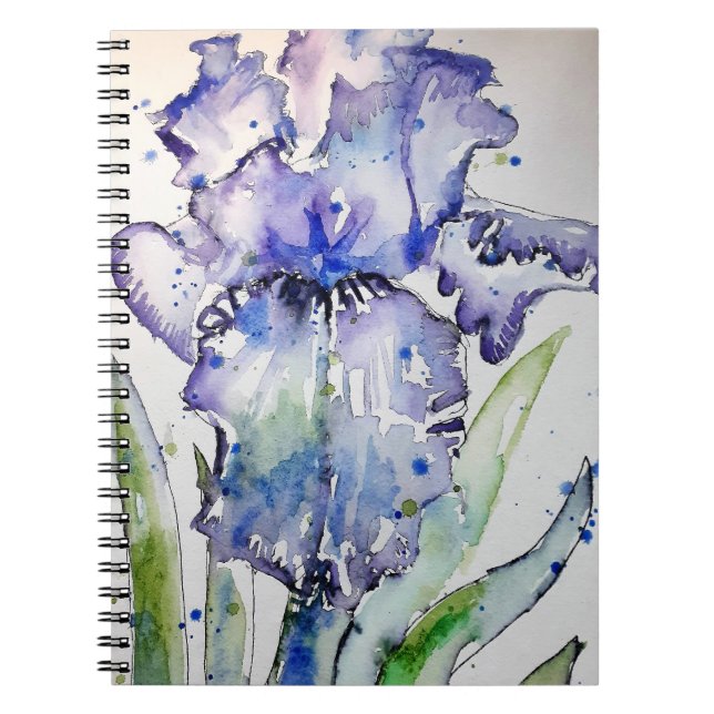 Carnet Blue Iris Art floral Aquarelle Art (Devant)
