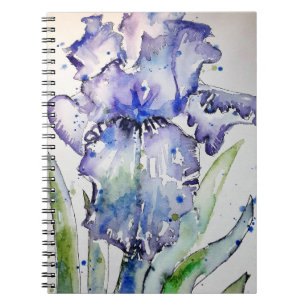 Carnet Blue Iris Art floral Watercolor Flower Art