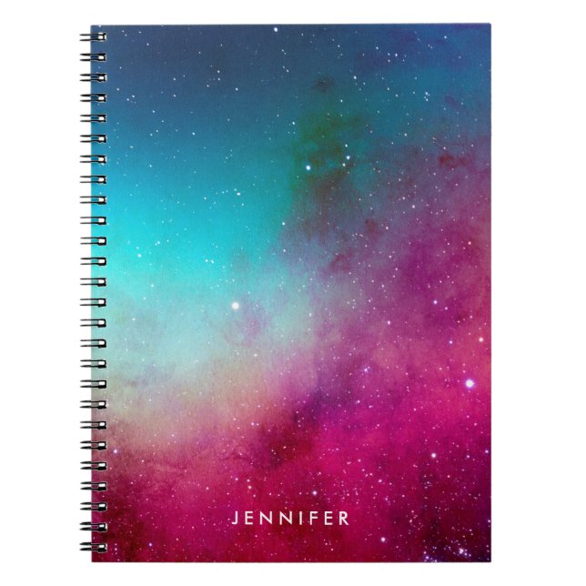 Carnet Blue & Magenta Watercolor Space Galaxy (Devant)