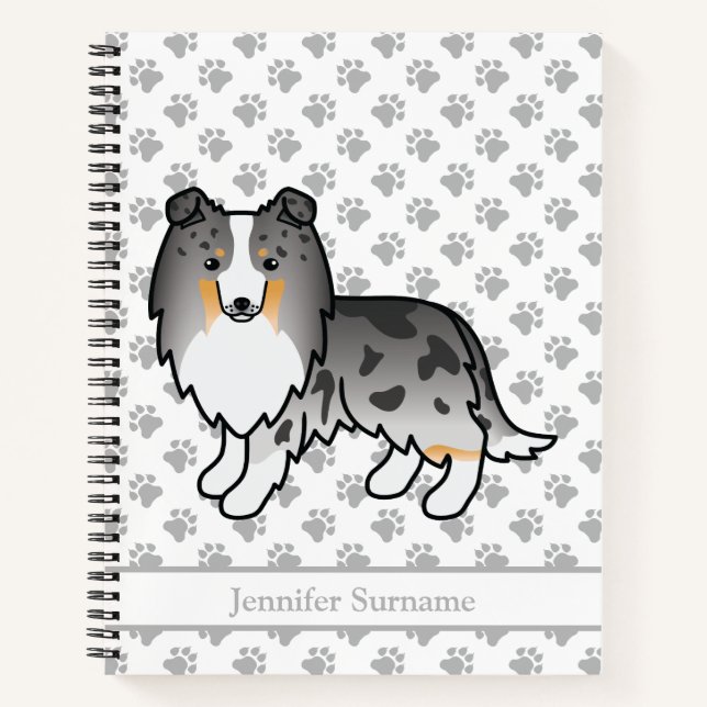 Carnet Blue Merle Shetland Sheepdog Chien et texte person (Devant)