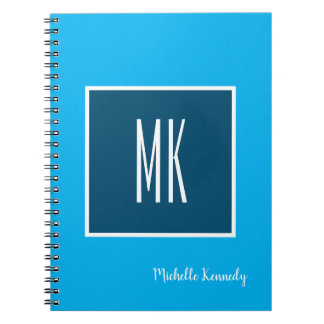 Carnet Blue Modern Monogramme Professionnel