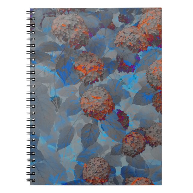 Carnet Blue orange color flower pattern digital art (Devant)