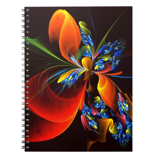 Carnet Blue Orange Floral Moderne Art Abstrait Motif #03 (Devant)