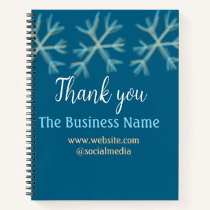 Carnet Blue orange snowflakes ajouter nom commercial noël