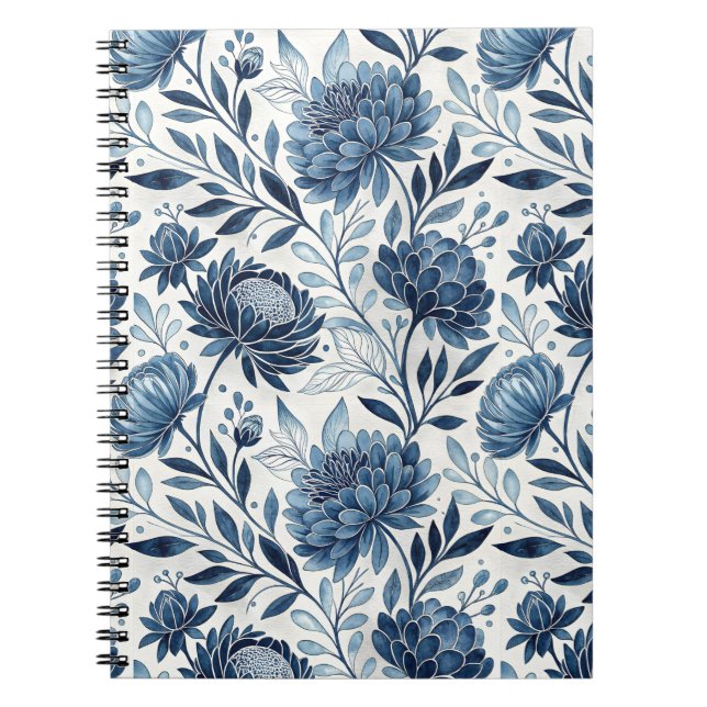 Carnet Blue Peony Garden Watercolor (Devant)