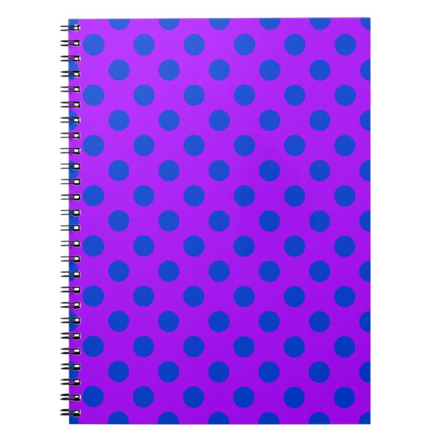 Carnet Blue polka dots on purple (Devant)