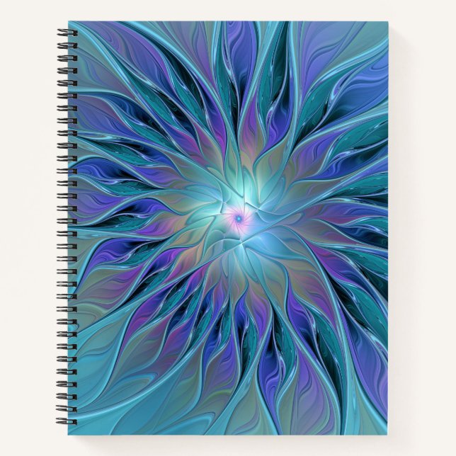 Carnet Blue Purple Flower Dream Abstrait Fractal Art (Devant)