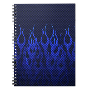 Carnet Blue Racing Flames on Carbon Fiber